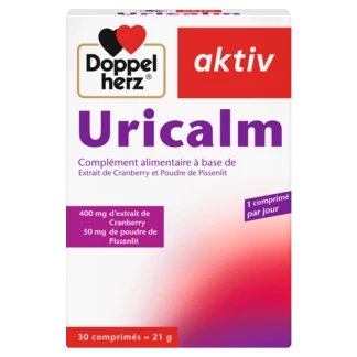 Illustration of the product packaging Doppelherz aktiv Uricalm front view